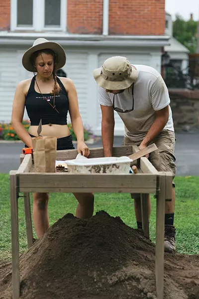 Amanda and Alex excavate and sift the earth for an archaeological dig at Historic Huguenot Street. - THOMAS SMITH