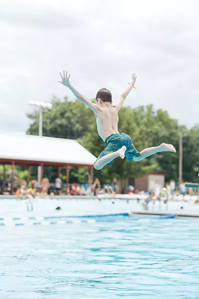 Diving into the pool at the Ulster County Fairgrounds. - THOMAS SMITH