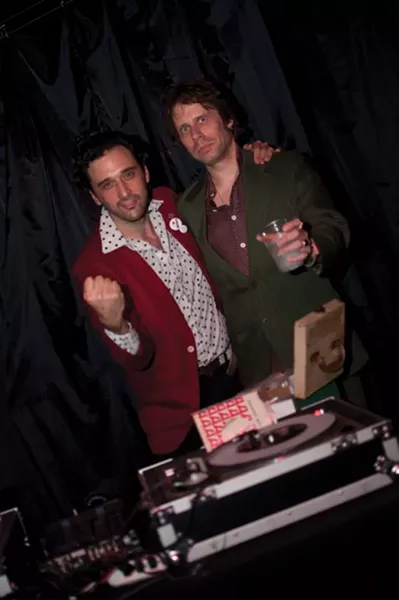 DJ Jonathan Toubin and Chronogram music editor Peter Aaron at the Soul Clap and Dance-Off Party at BSP in Kingston on August 18. Photo by Andrew MacGregor.
