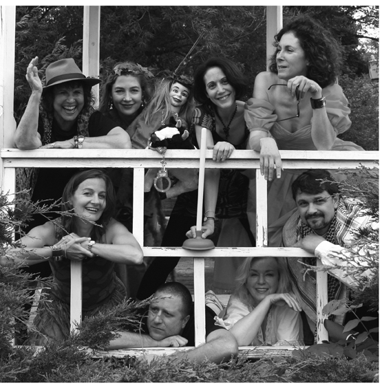 Eight members of the Word of Mouth troupe, clockwise from top left: Golda Solomon, Sarah W. Young, Marcy B. Freedman, Lissa Weinstein, Frank Ortega, Pamela Pearce, Michael Fitzell, and Jeannie Zusy. Word of Mouth will perform “Fifty States†on September 29.