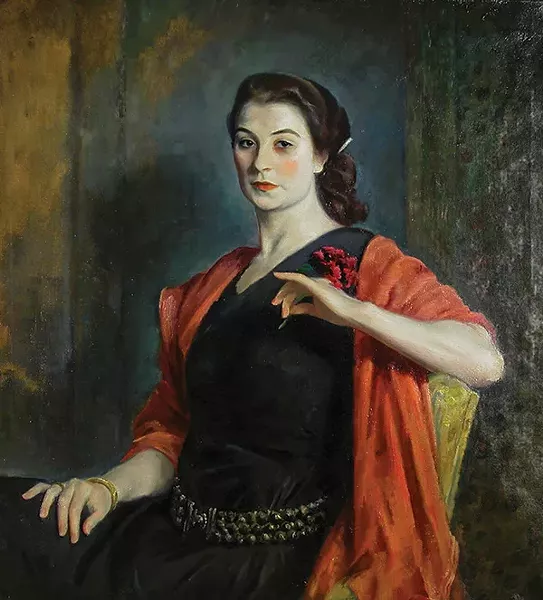 Eugene Speicher, Portrait of a French Girl (Jeanne Balzac), oil on canvas, c. 1924, - Woodstock Artists Association and Museum Permanent Collection.