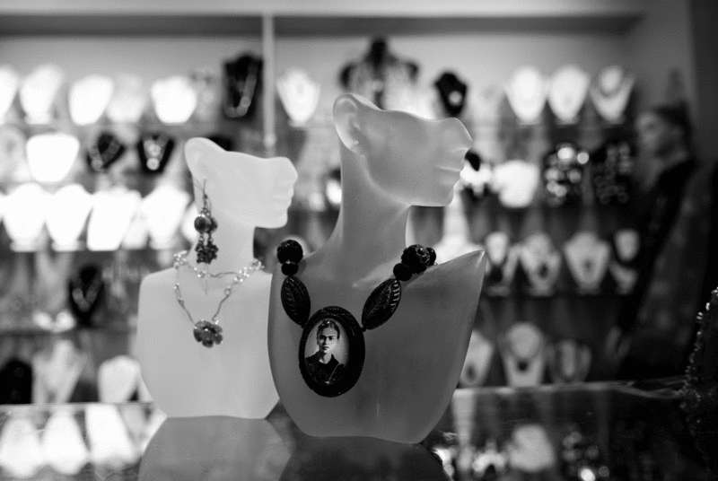 Frida Kahlo necklace from Hotcakes Design, at Jewel in Woodstock. - JENNIFER MAY