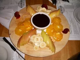 Fruit chocolate fondue at Last Chance cafe in Tannersville