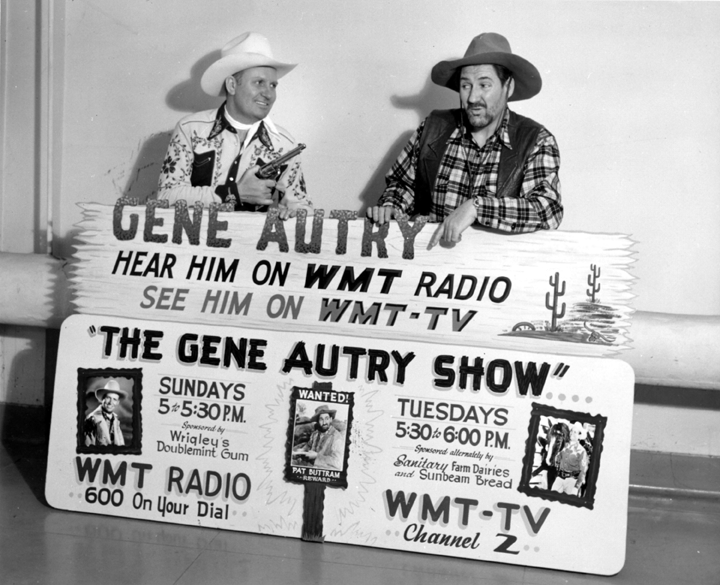 Gene Autry with his movie, radio, and television sidekick Pat Buttram, c.1953.