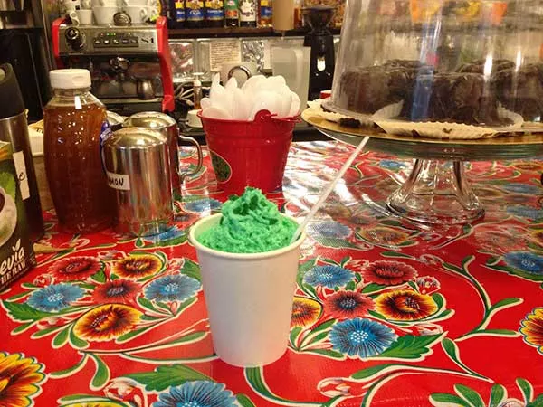 Green cocoa at Lucky Chocolates in Saugerties for the St. Patrick's Day-themed Saugerties First Friday.