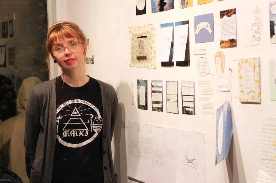 Kate Larson at the "9 and 13" exhibition at Team Love RavenHouse Gallery in New Paltz on March 18.