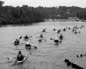 Kayakers exiting Esopus Creek in Saugerties during 2005â€™s Great Hudson River Paddle.