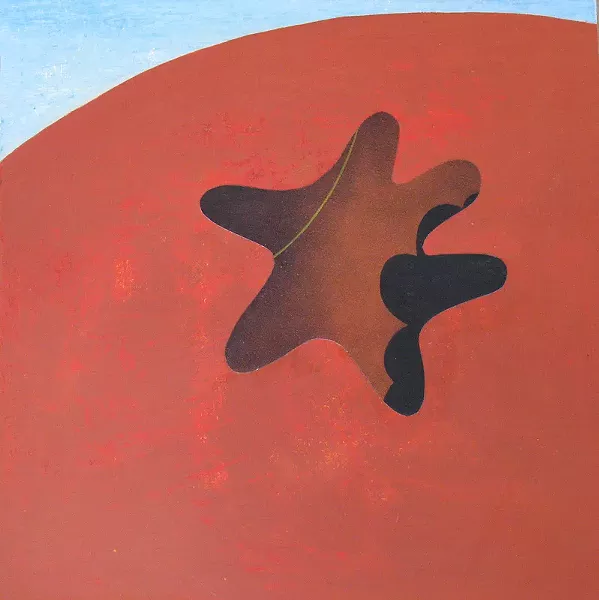 "Leaf in a Landscape no. 3", Joy Taylor, acrylic on linen and acrylic on panel, 10 x 10 inches