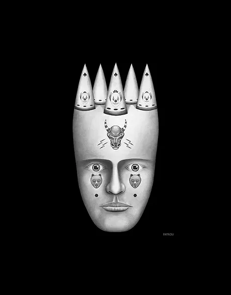 Lou Patrou, Clown, graphite drawing, 3/08