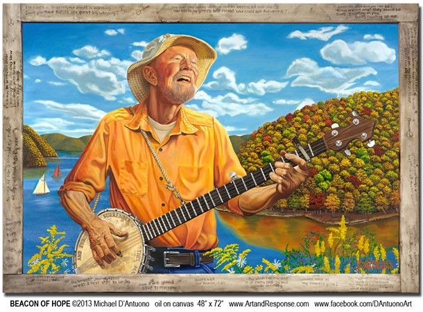 Oil painting of Pete Seeger. - MICHAEL D'ANTUONO