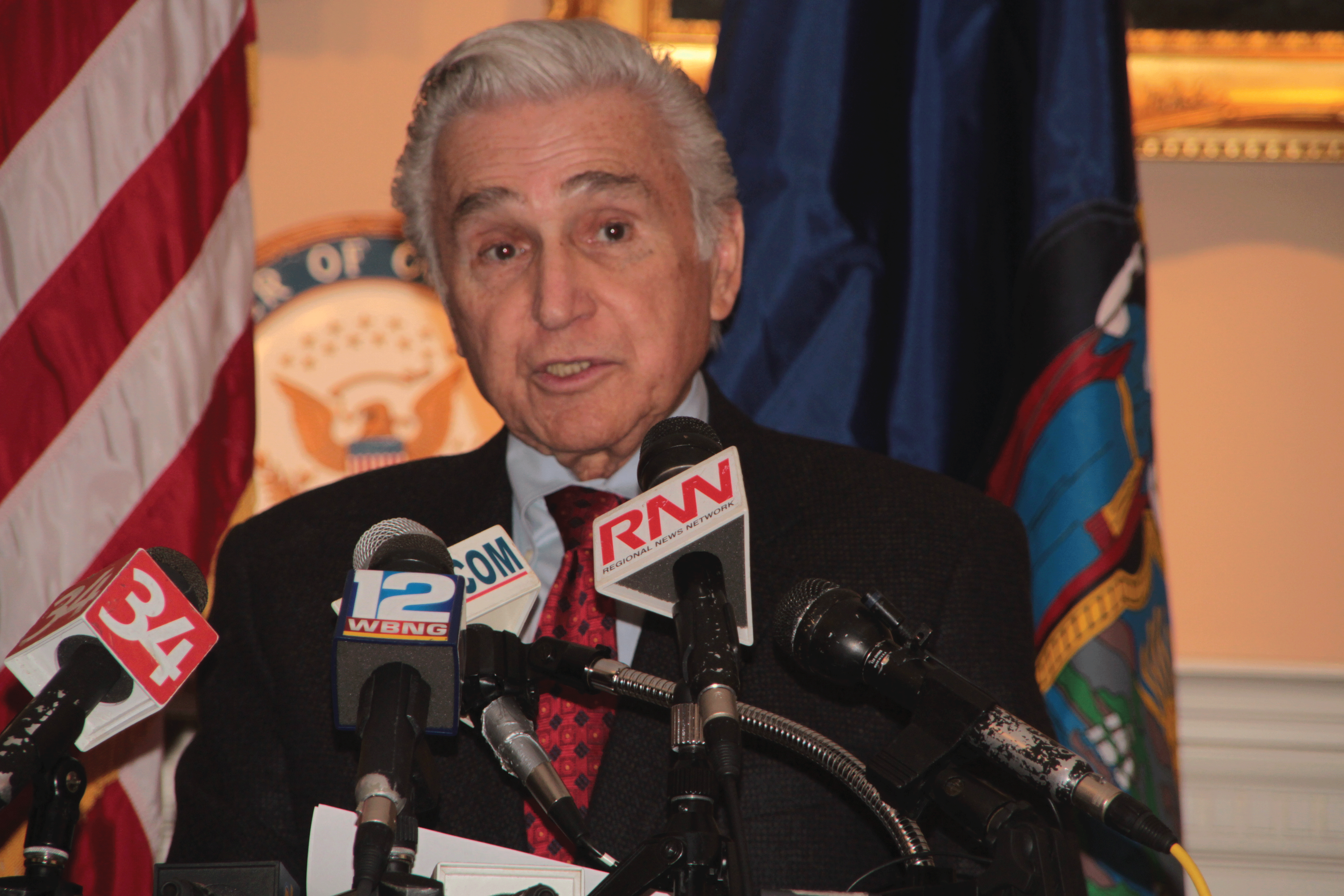 Rep. Maurice Hinchey of the New York's 22md Congressional District announcing his retirement after 10 terms at the Senate House in Kingston on January 19. - BRYAN CARPRARI