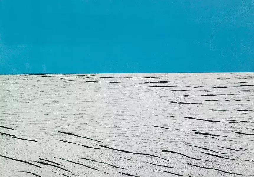 Santa Monica Blues, Ruth Wetzel, monotype and woodcut, 22″ × 31″, 2007.