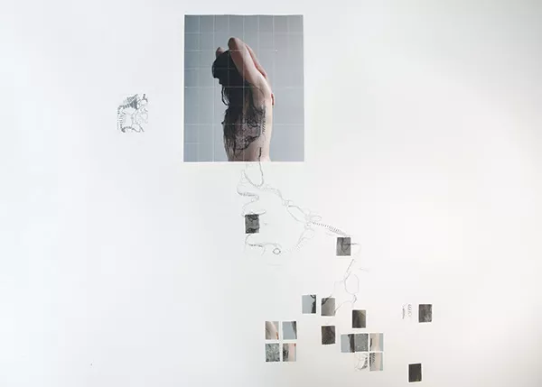 Sara Skorgan Teigen, Wall Explorations—New York, Oslo, and Marsailles, archival pigment prints, tape, and pencil, dimensions variable, 2014.
