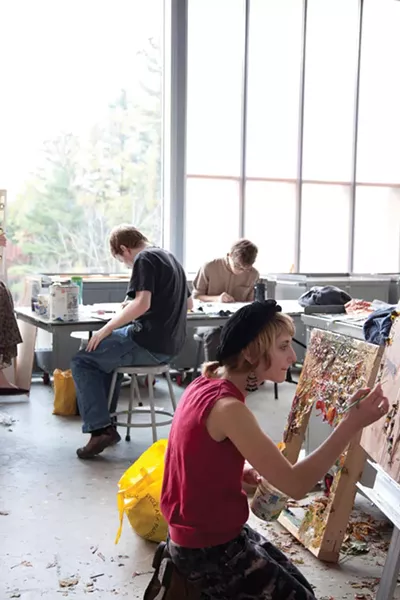 Students working in the Painting Studio course at Simon’s Rock at Bard College.