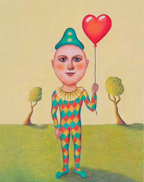 The Boy with the Valentine Balloon, Carol Rizzo, colored pencil, 9” X 12”, 2011.