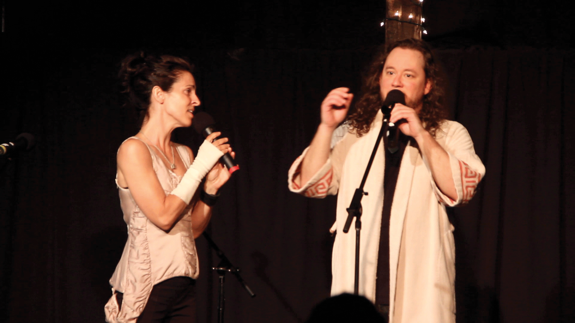 Tracy Bonham and Joey Eppard performing as Mary Magdalene and Jesus Christ in a performance of “Jesus Christ Superstar,” part of the Byrdcliffe Festival of the Arts, on July 13. - Photo: Laurie Osmond.