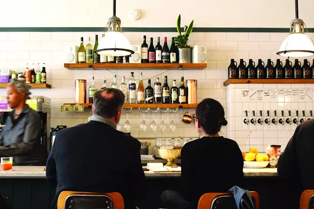 The bar at KB+B features a 10 draft beers, kombucha, Nitro cold brew, two ciders, a dozen select liquors, as well as wines by the glass and bottle. - ABBY FOSTER
