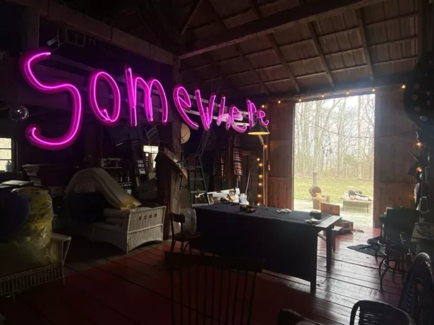 SOMEWHERE, ONE OF LITE BRITE NEON'S SCULPTURES, CURRENTLY IN STORAGE