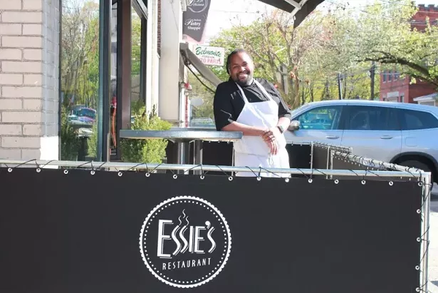 Brandon Walker on the patio at Essie's on Mt. Carmel Place in Poughkeepsie.