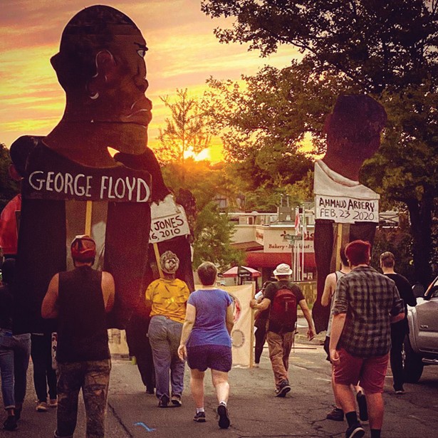 Black Lives Matter march moving west on North Front - Street on September 9. - PHOTO BY NATHAN KIPE.