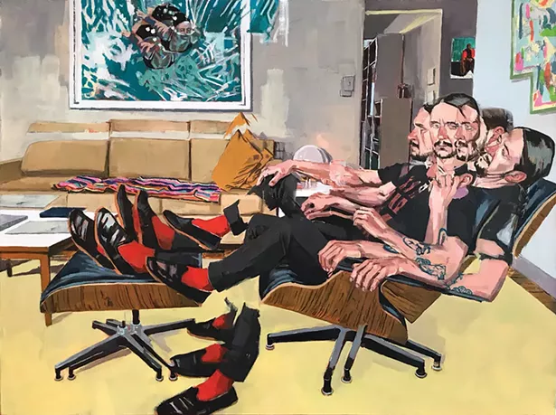Self Portrait Red Socks, oil on canvas, 30" x 40", 2020