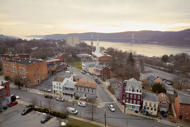 A view of the Mount Carmel neighborhood and the Mid-Hudson Bridge in the distance from the eastern end of the Walkway Over the Hudson. - PHOTO BY DAVID MCINTYRE
