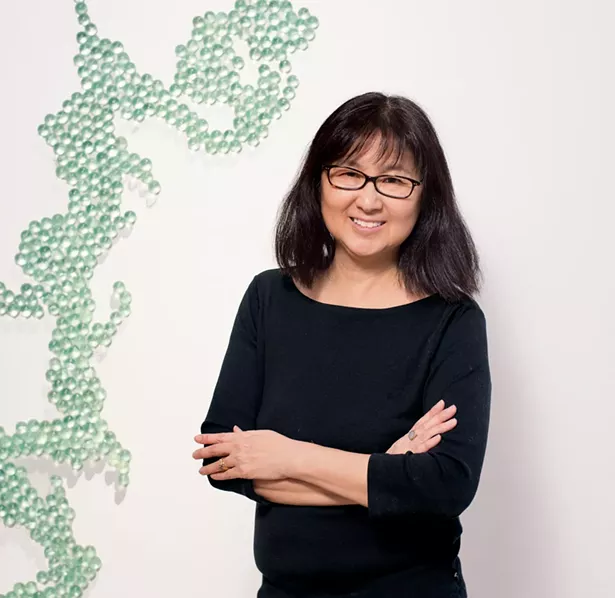 Maya Lin in her studio. - PHOTO BY CASEY KELBAUGH