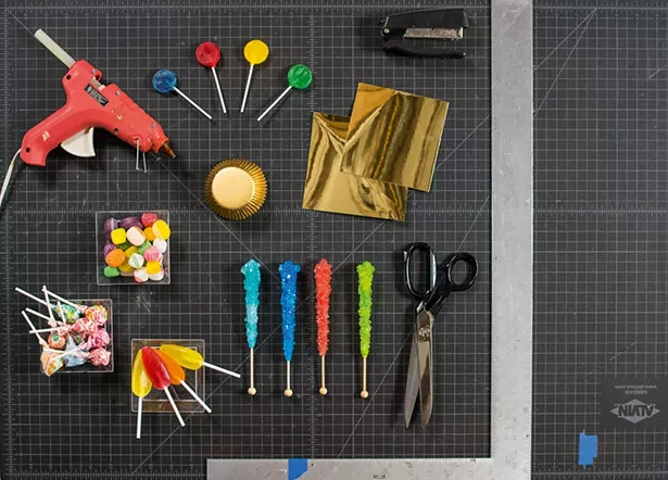 Materials for making Will Cotton’s The Royal Crown of Candyland. - PHOTO BY CASEY KELBAUGH