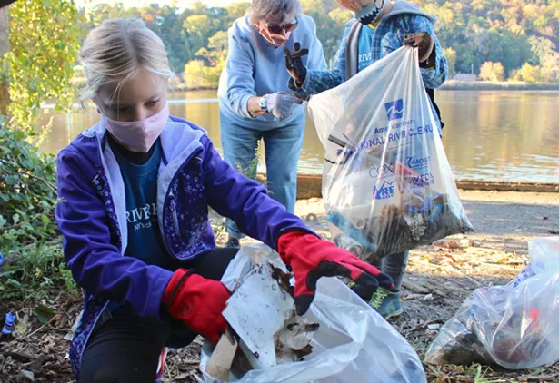 Cleaning up debris at a project site in Peekskill - IMAGE COURTESY OF RIVERKEEPER