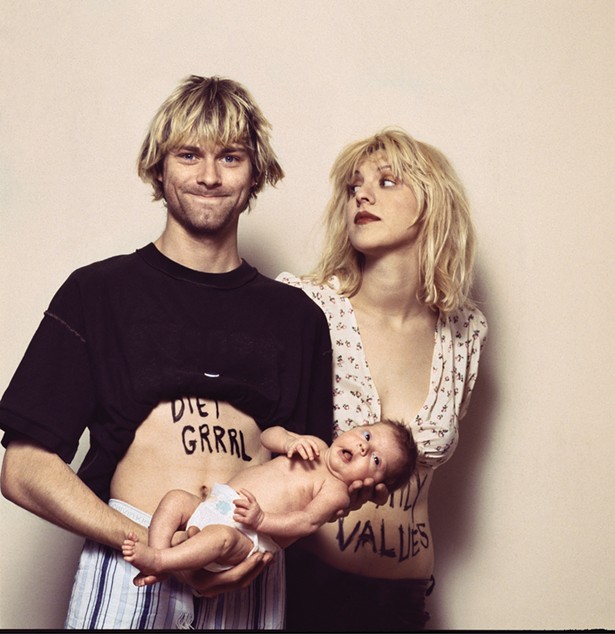 Kurt Cobain, Courtney Love, and Frances Bean, Family Values, a 1992 photograph by Guzman, part of an upcoming show at LABspace