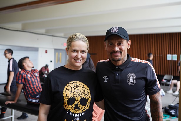 Raluca Gold-Fuchs runs the Hudson Sports Complex with her husband, professional footballer Christian Fuchs. She’s pictured here at the facility with former USMNT soccer player Jermaine Jones. - DAVID MCINTYRE