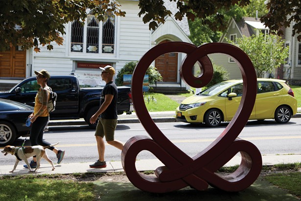 Love Knot by Ze’ev Willy Neumann on the lawn of Mirabai Books on Mill Hill Road. - DAVID MCINTYRE