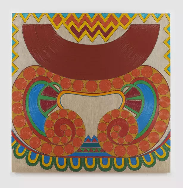 Mary Grigoriadis, Rain Dance, 1974, oil and acrylic on linen, 66 × 66 in. (167.64 × 167.64 cm). Courtesy of the artist and Accola Griefen Fine Art. - PHOTO BY PHOEBE D’HEURLE