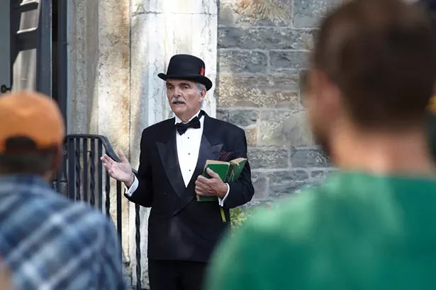 Frank Marquette of Theater on the Road performing in “Boomtown,” a living history tour at the Old Dutch Church. - DAVID MCINTYRE