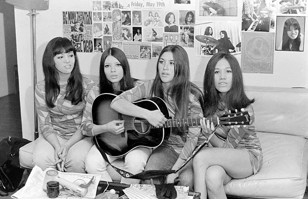 Left to Right: The (pre-Fanny) self-founded Svelts garage band in a home they shared and rehearsed in, in Los Altos Hills, California, in the 1960s: Jean Millington, Brie Darling, Wendy Haas Mull, June - Millington. - STEVE GRIFFITH