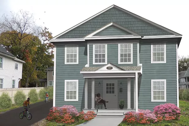 Rendering of 85 Smith Street, Poughkeepsie - the first of three, two-family homes in Hudson River Housing's Northside Homeownership Program. - IMAGES COURTESY OF HUDSON RIVER HOUSING