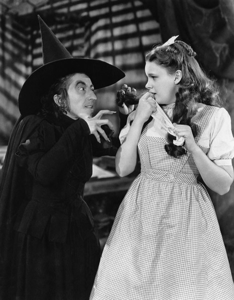 Margaret Hamilton and Judy Garland in The Wizard of Oz (1939)