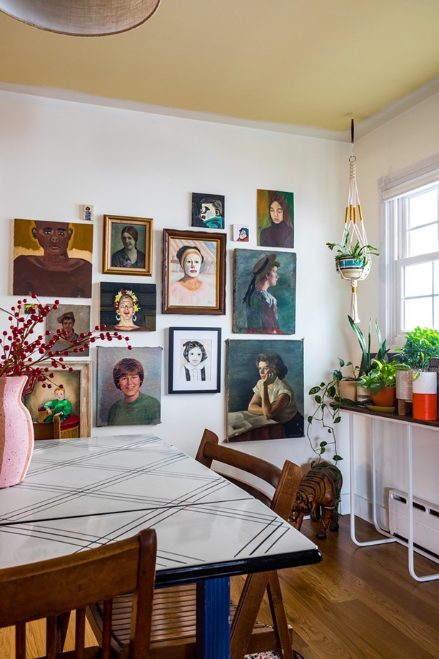 Dining room portrait wall. - WINONA BARTON-BALLENTINE