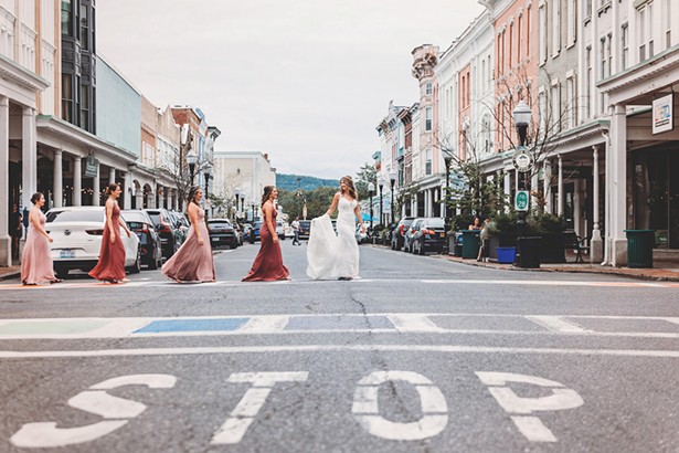 Allyson Cannella’s bridal party on the way to the Senate Garage in Uptown Kingston, August 28, 2021. - PHOTO BY PHOENIX PHOTO