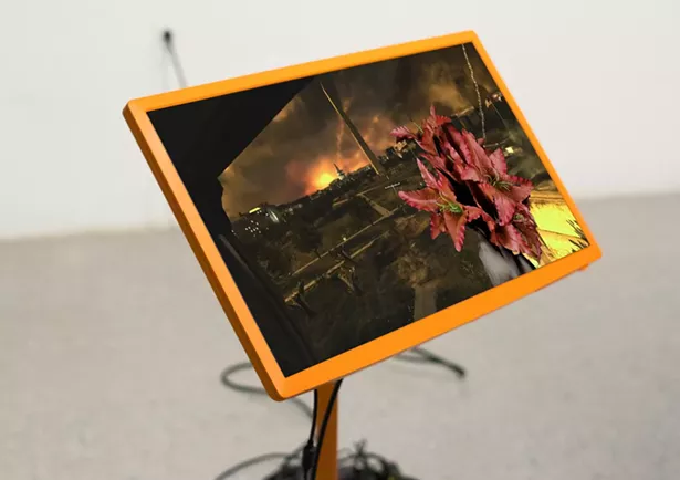 "Call of the Lily_2," Maggie Hazen, single channel video on custom armature, 2019