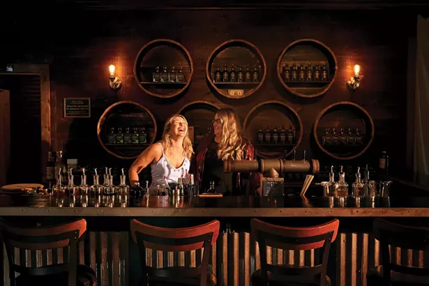 Louise and Sophie Newsome behind the bar in the tasting room at Cooper’s Daughter Spirits in Claverack, the distillery the mother and daughter jointly own. - PHOTO BY MIKE ALTABELO