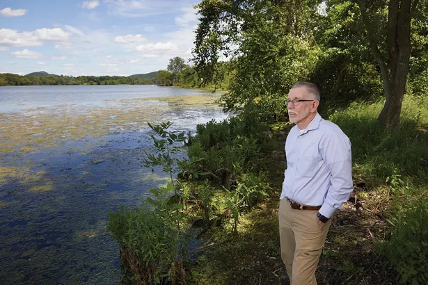 Warwick Town Supervisor Michael Sweeton at Wickham Woodlands, the former site of - the Mid-Orange Correctional Facility. The 733 acres have been reimagined for recreational use, conservation, and a corporate park. - DAVID MCINTYRE