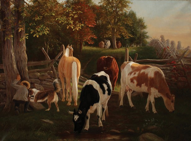 Autumn Cows, Caroline Clowes, oil on canvas