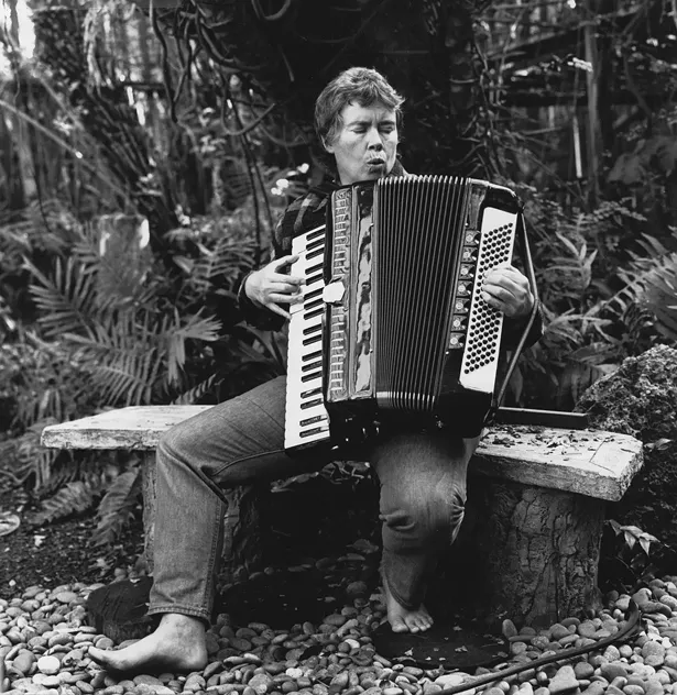 Pauline Oliveros playing the accordion. - PHOTO BY BECKY COHEN