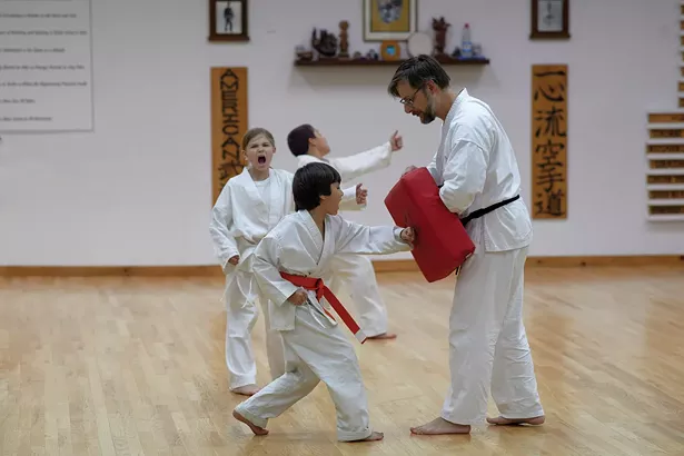 Students training at the New Paltz Karate Academy. - DAVID MCINTYRE