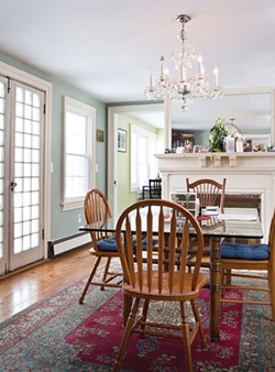 The home’s dining room dates from the 19th century and offers views of the river and Catskills. Every room on the ground floor has a fireplace.