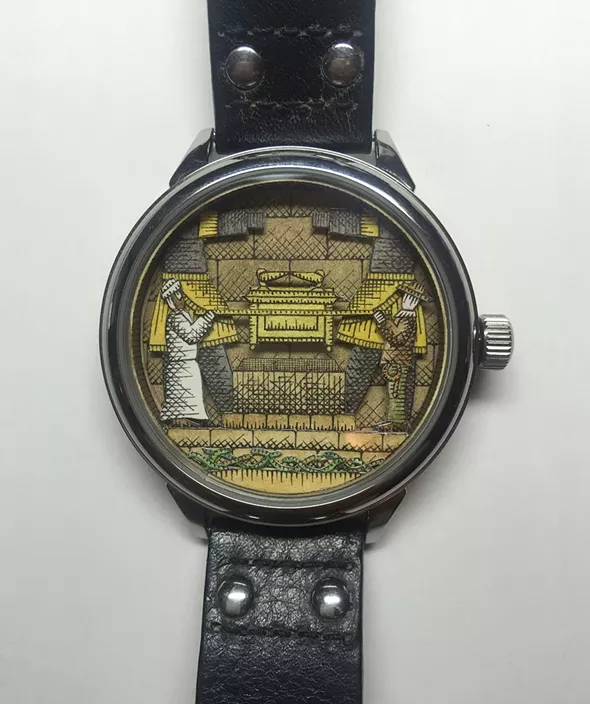 Raiders of the Lost Ark, a diorama within a watchface by Matthew Pleva.