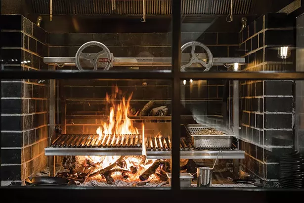 The wood-fired oven.