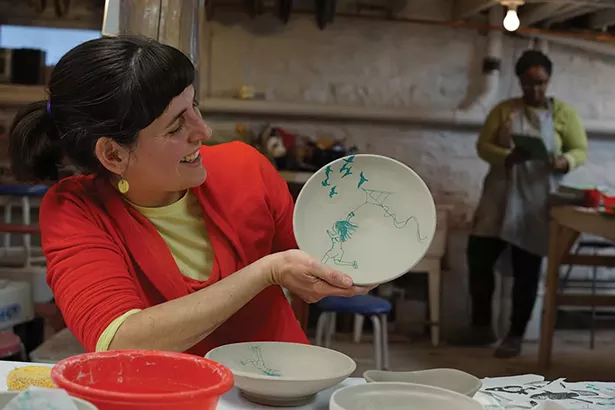 Ruth McKinney Burket and Breana Hendricks at Women’s Studio Workshop in Rosendale - JOHN GARAY