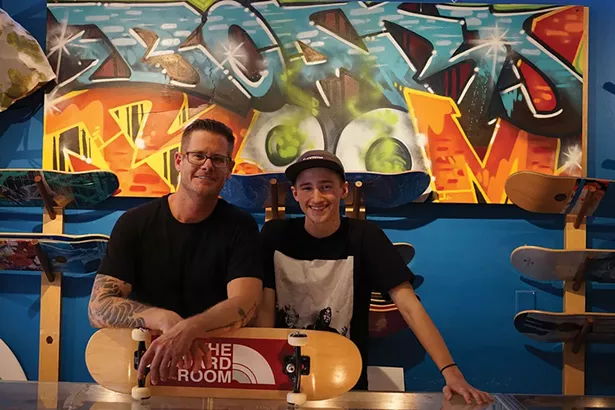 Chris and Aiden Hoffman at The Board Room in Red Hook. - JOHN GARAY